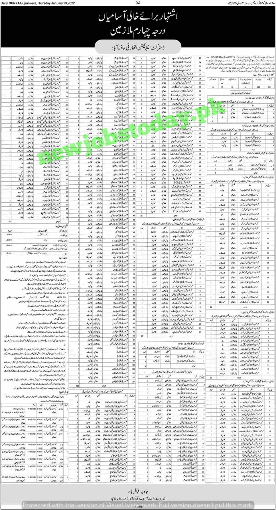 class-4-jobs-in-hafizabad-education-department-2022