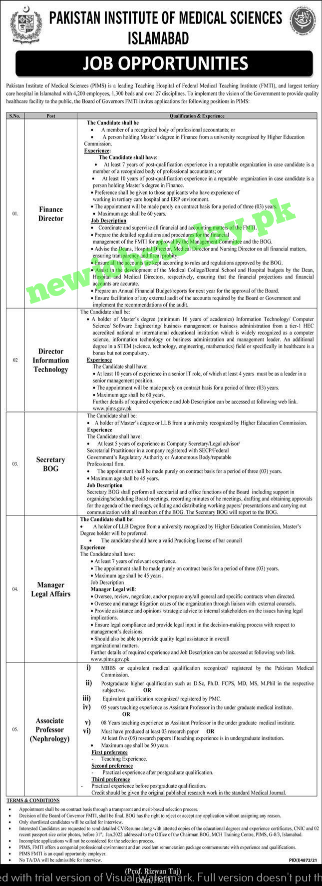 latest-jobs-in-pims-islamabad-2022