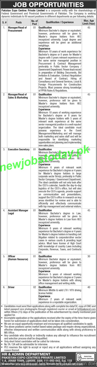pakistan-expo-center-limited-lahore-jobs-2022