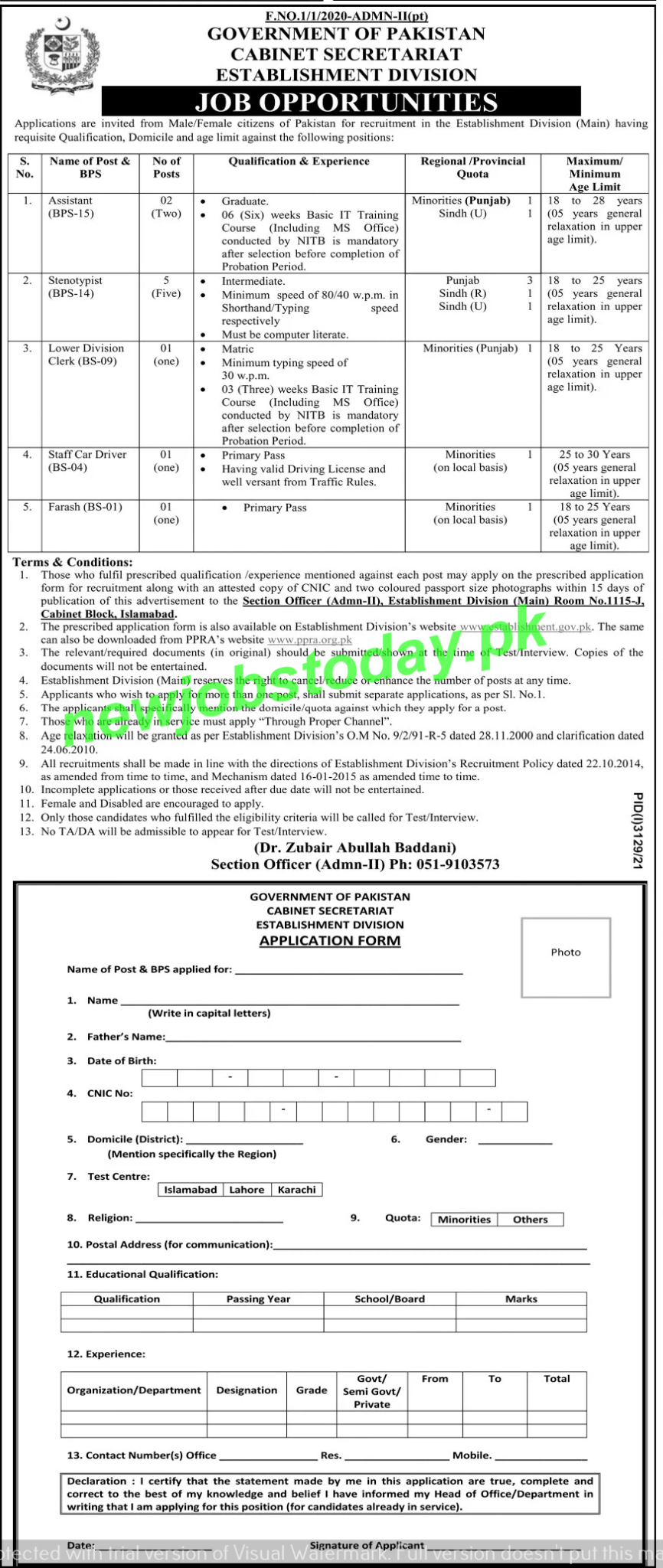 new-jobs-at-establishment-division-islamabad-2022