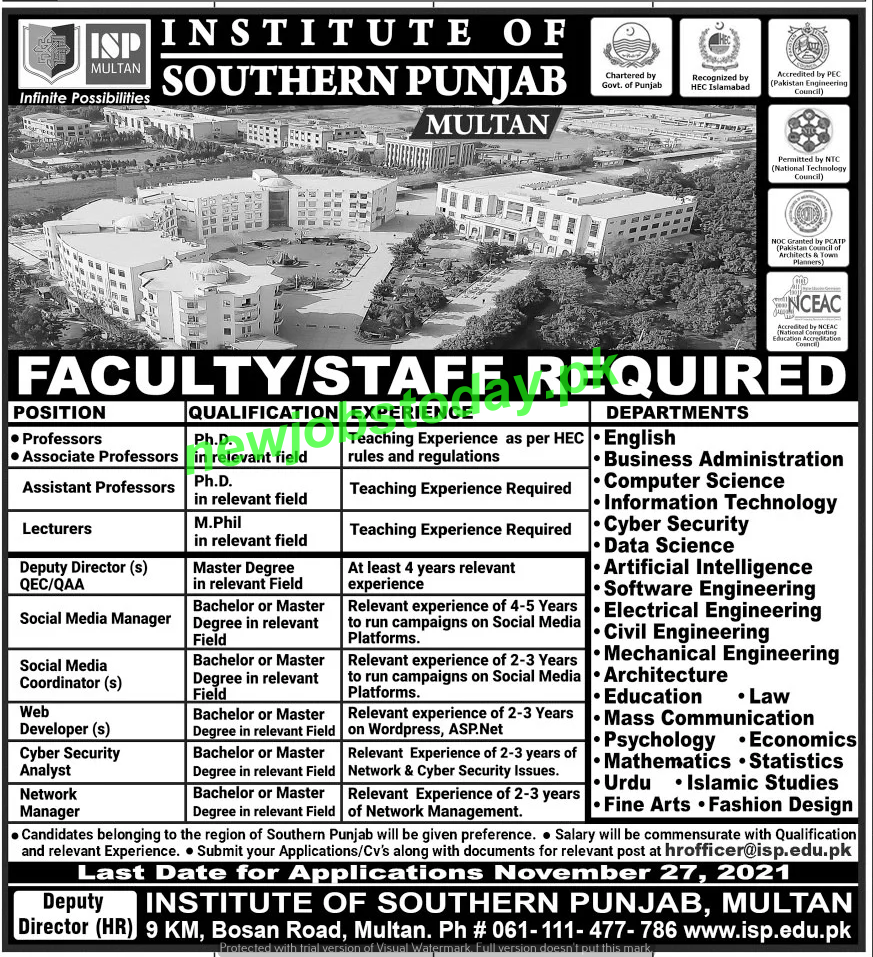 jobs-at-institute-of-southern-punjab-multan-2022
