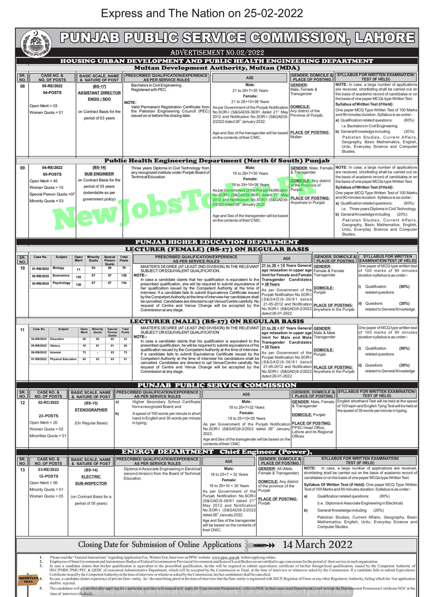 ppsc-lecturer-jobs-2022-male-female