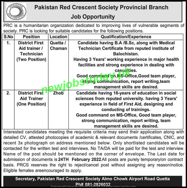 jobs-at-pakistan-red-crescent-society-2022