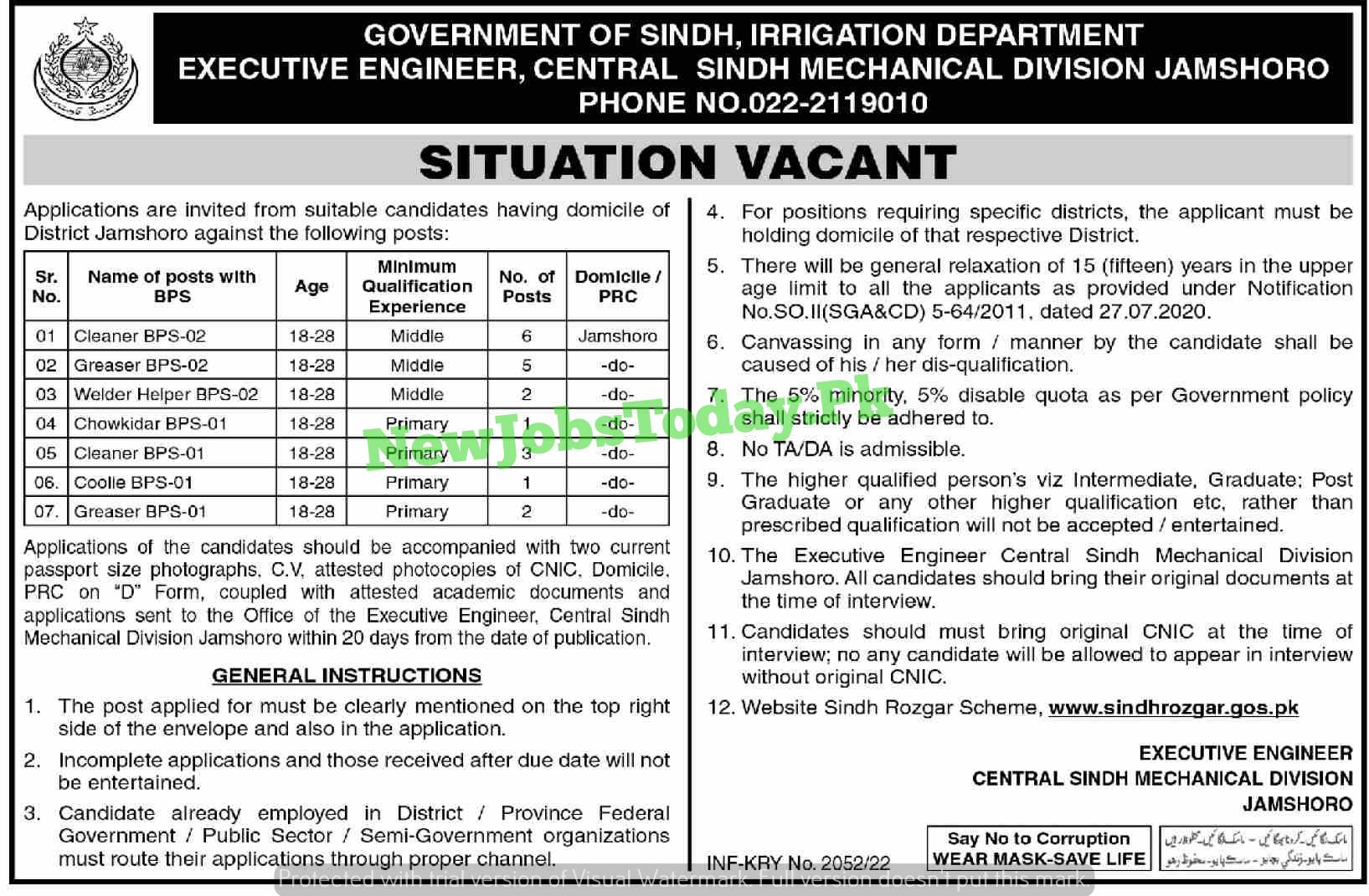 irrigation-department-govt-of-sindh-jobs-2022