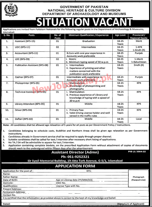 Latest Government Jobs in Islamabad